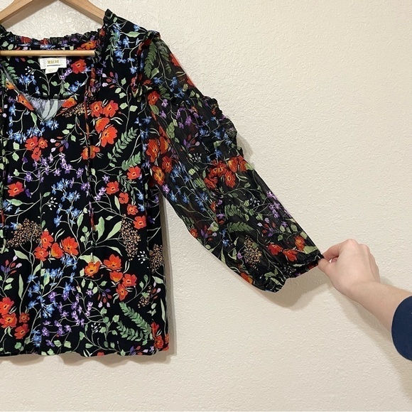 Maeve by Anthropologie Floral Print 3/4 Sleeve Top Size Small Women - Picture 6 of 10